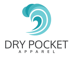 Dry Pocket Apparel logo with a blue circular design on a white background