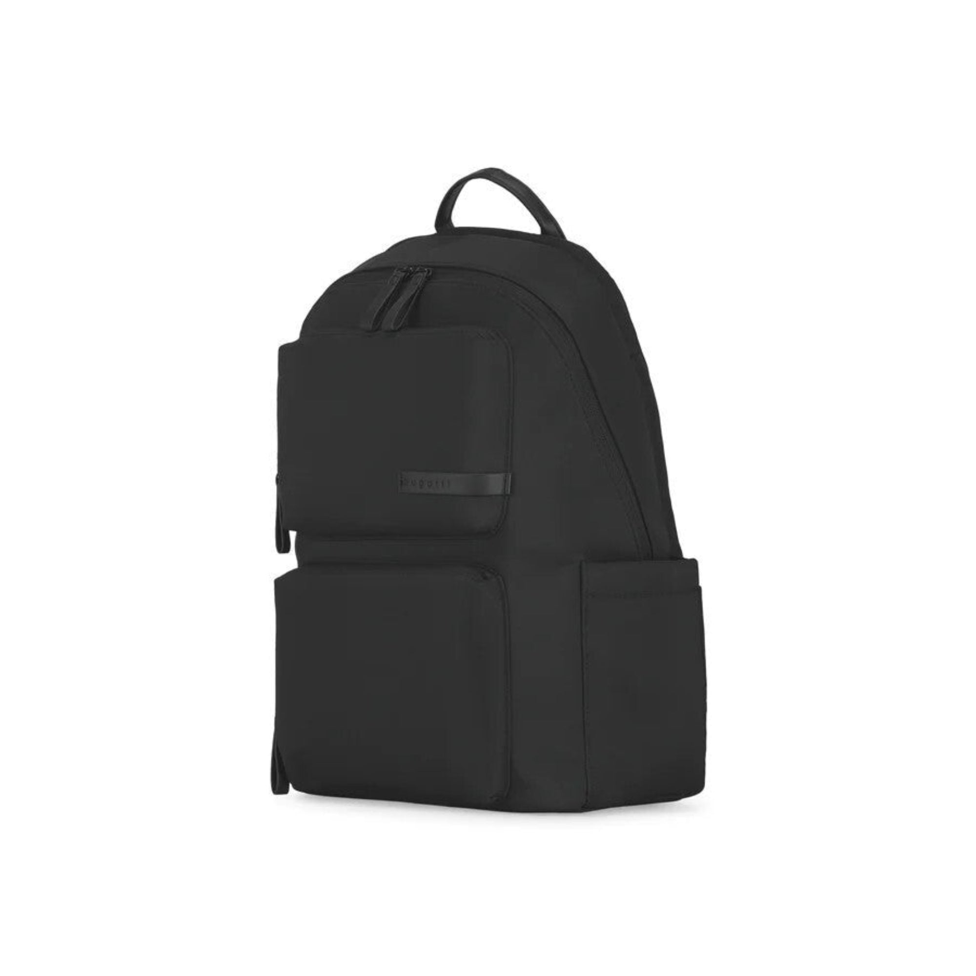 Black backpack on a white background