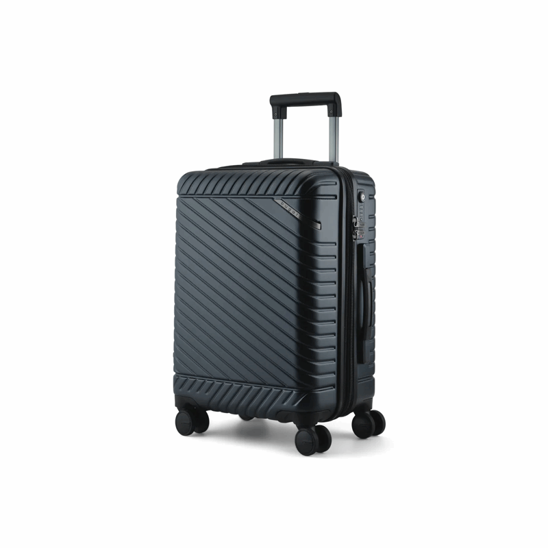 Black suitcase with a textured design on a white background