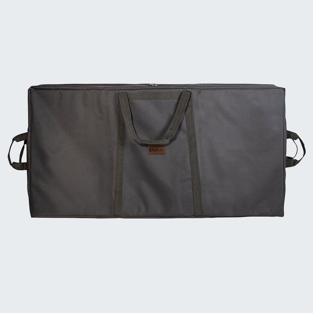 Large black carrying bag with handles on a white background