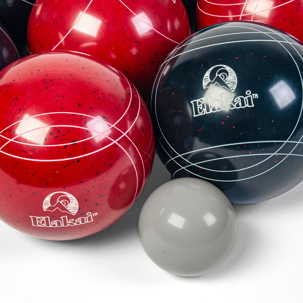 Bowling balls with Elakai branding on a white background