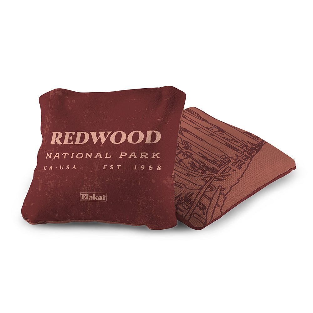 Redwood National Park pillow with map design on a white background