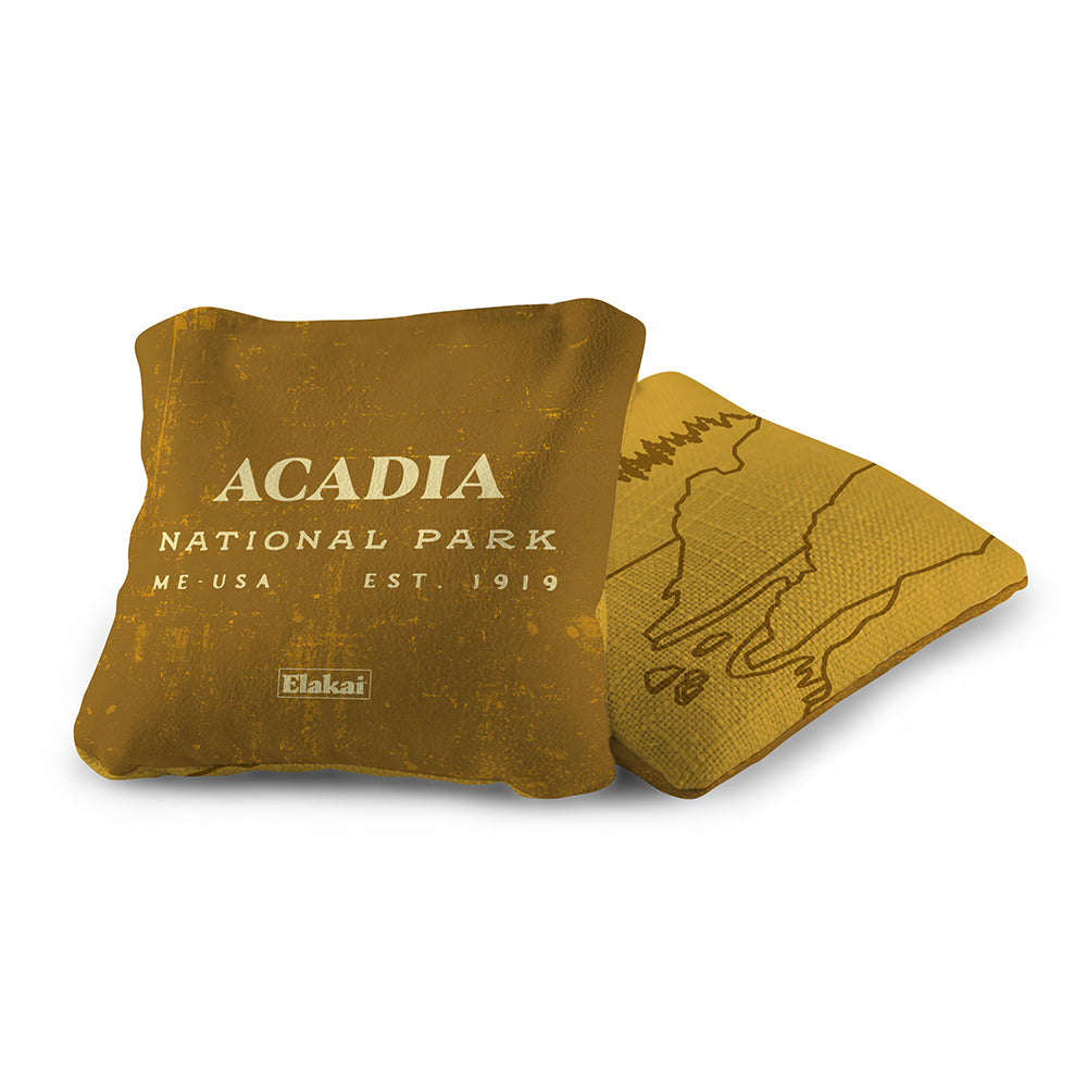 Coaster set with 'Acadia National Park' design on a white background