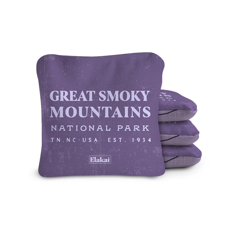 Purple pillow with 'Great Smoky Mountains National Park' text on a white background
