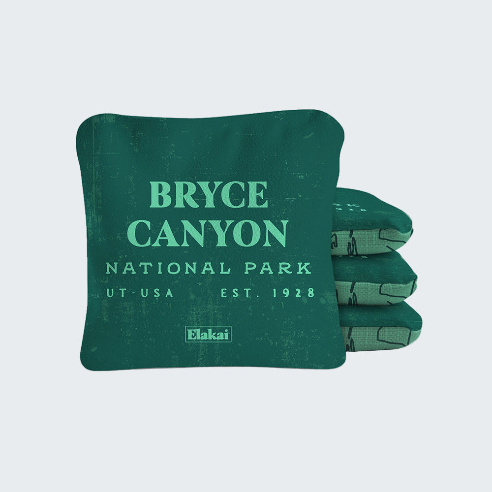 Green bean bag with Bryce Canyon National Park text on a white background
