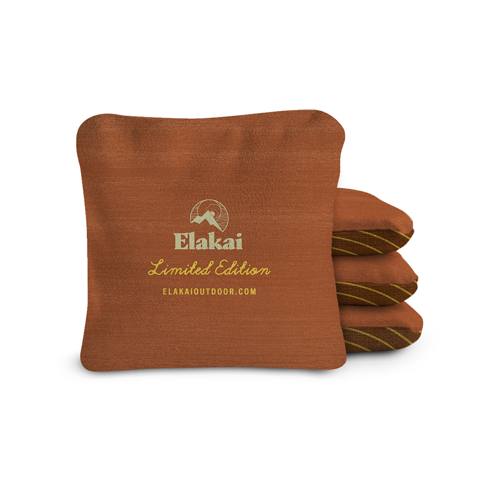 Brown fabric bags with Elakai logo and 'Limited Edition' text on a white background