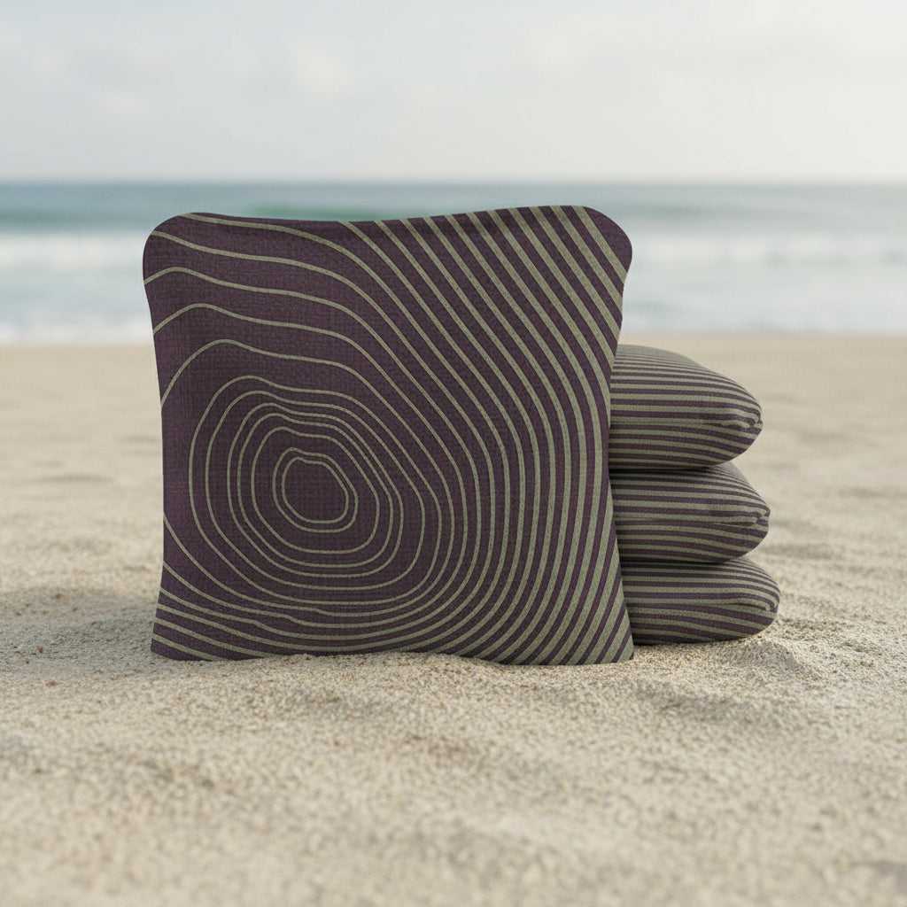 Decorative pillow with concentric circle pattern on a white background