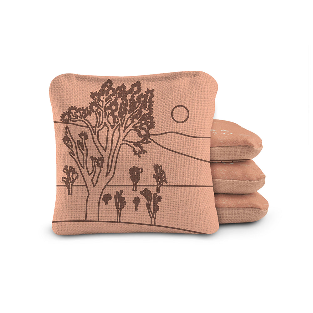 Stack of brown bags with tree design on a white background