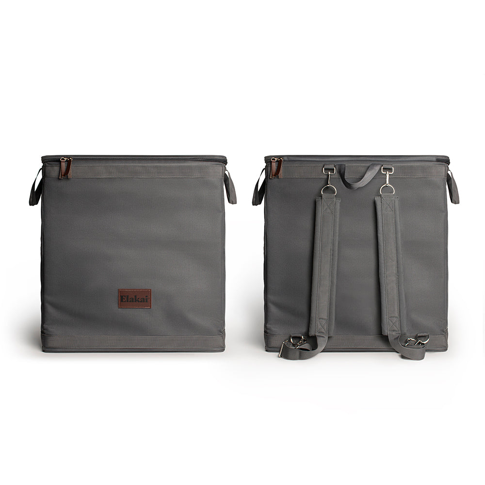 Gray bag with a strap on a white background