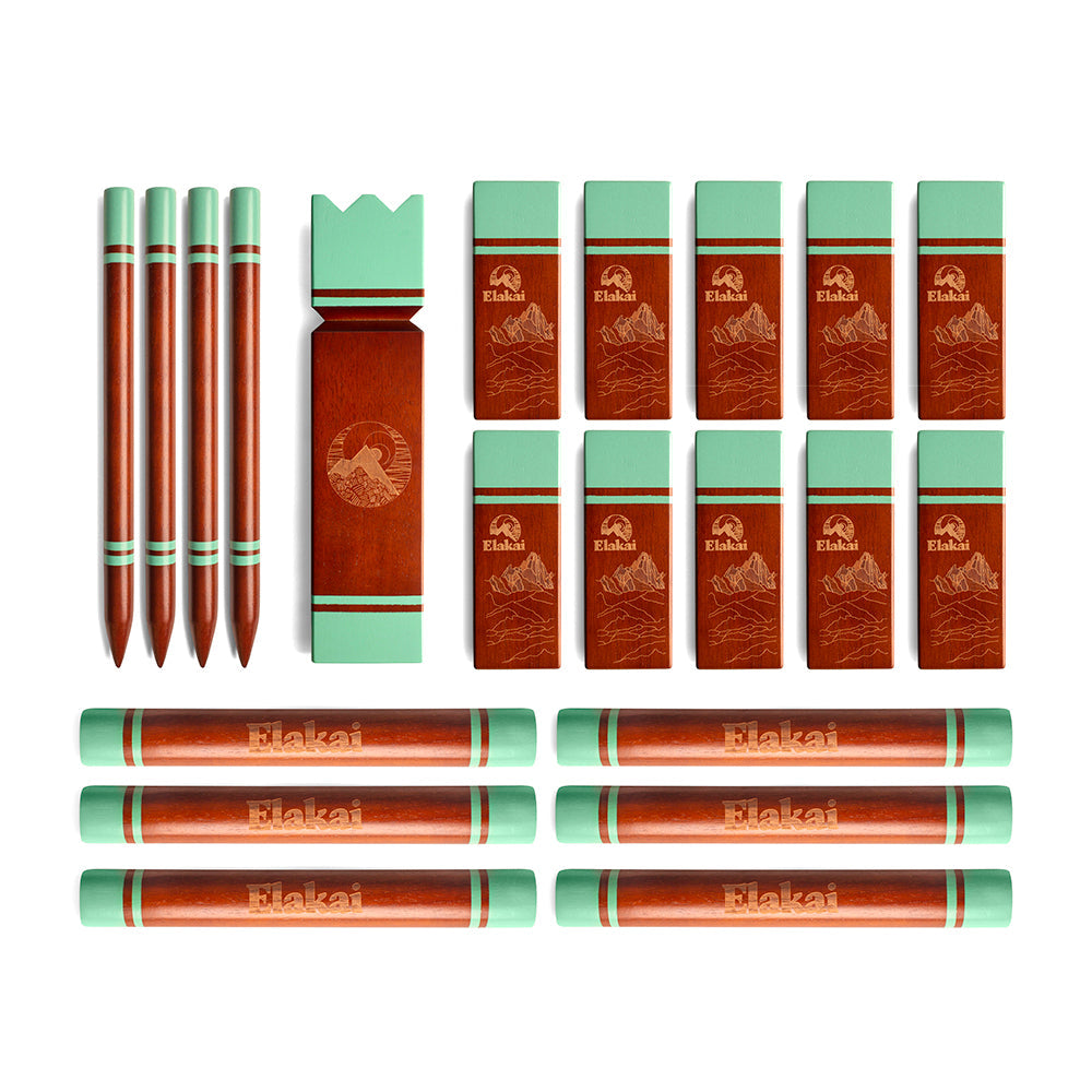 Collection of Elshai brand items including pens, boxes, and packaging on a white background