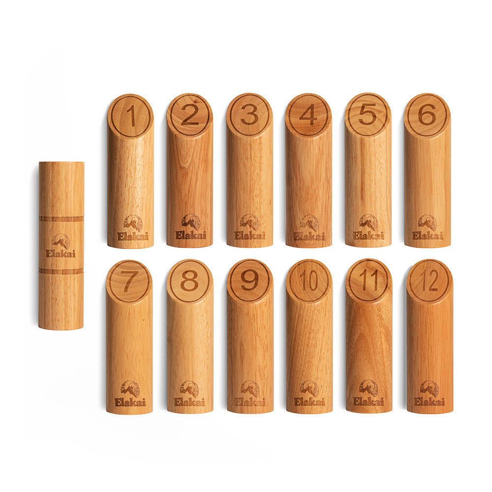 Set of twelve wooden编号vials with numbers on a white background