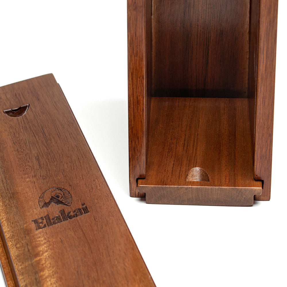 Wooden product with Elakati branding on a white background
