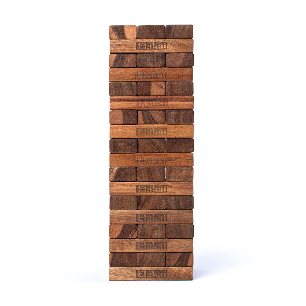 Stack of wooden blocks with 'LEGO' branding on a white background
