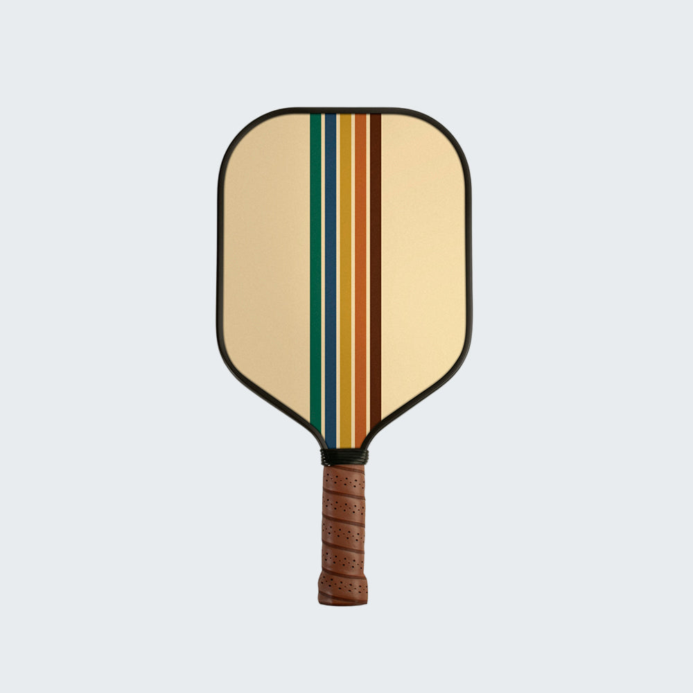 Pickleball paddle with striped design on a white background