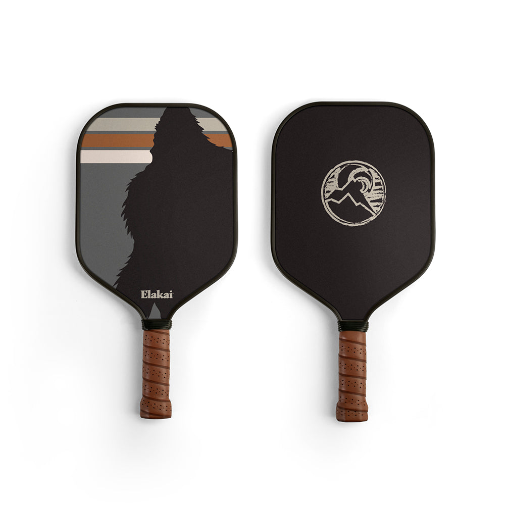 Two pickleball paddles with different designs on a white background