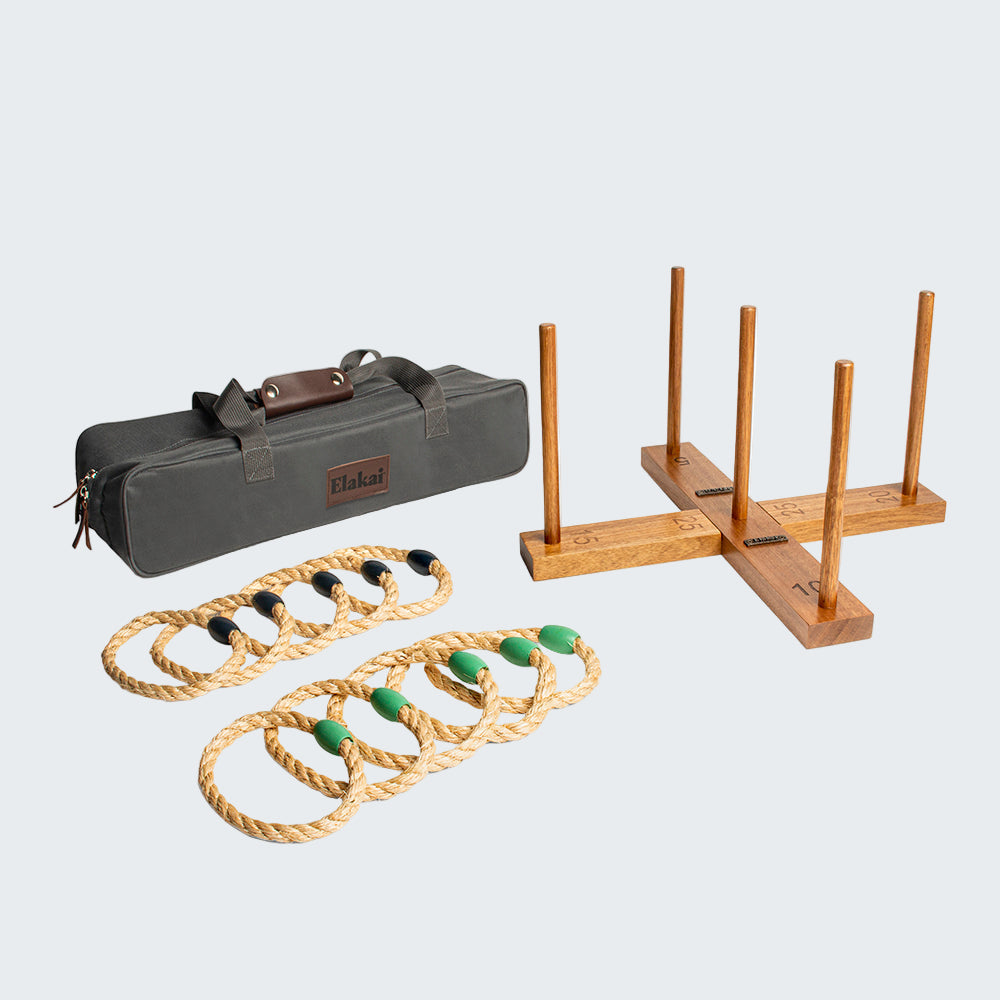 Cup and ball game set with carrying case on a white background