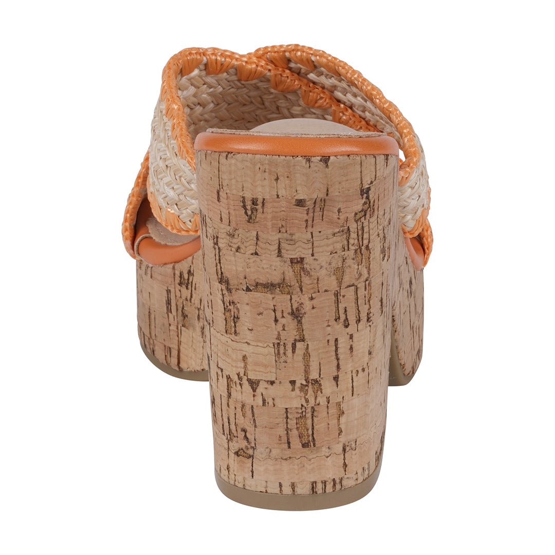 Cork wedge sandal on a white background