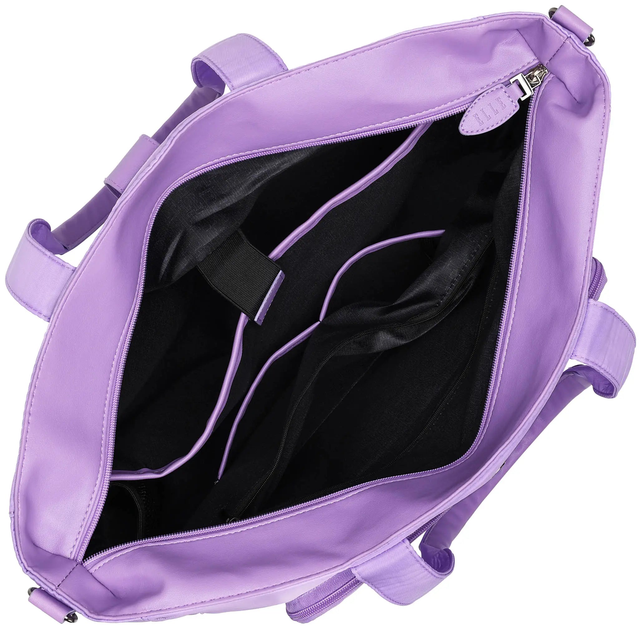 Purple bag with open front compartment on a white background