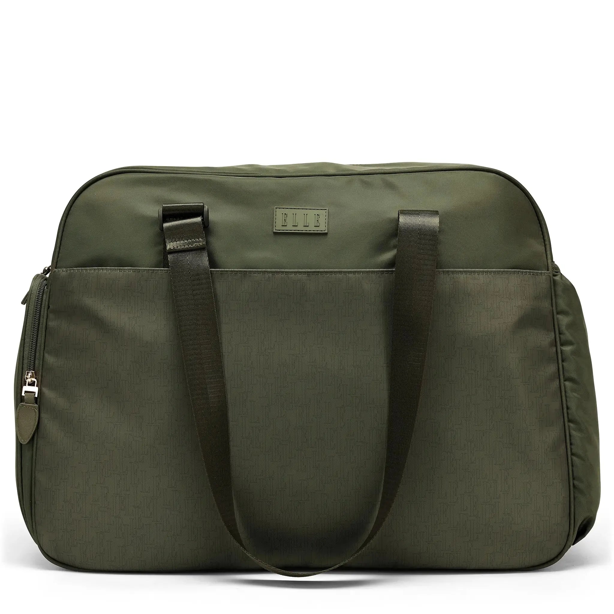 Green bag with a visible brand logo on a white background