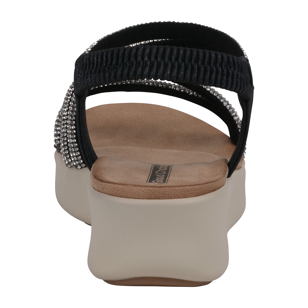 GC Shoes Women's Emory Black Embellished Wedge Sandals