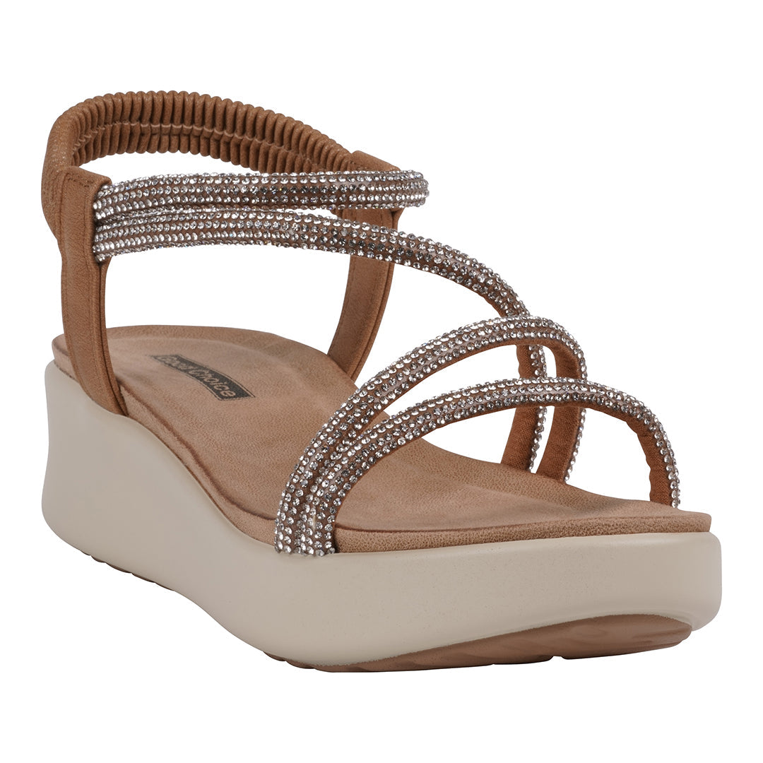 GC Shoes Women's Emory Gold Embellished Wedge Sandals