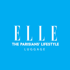 ELLE luggage brand logo on a blue background