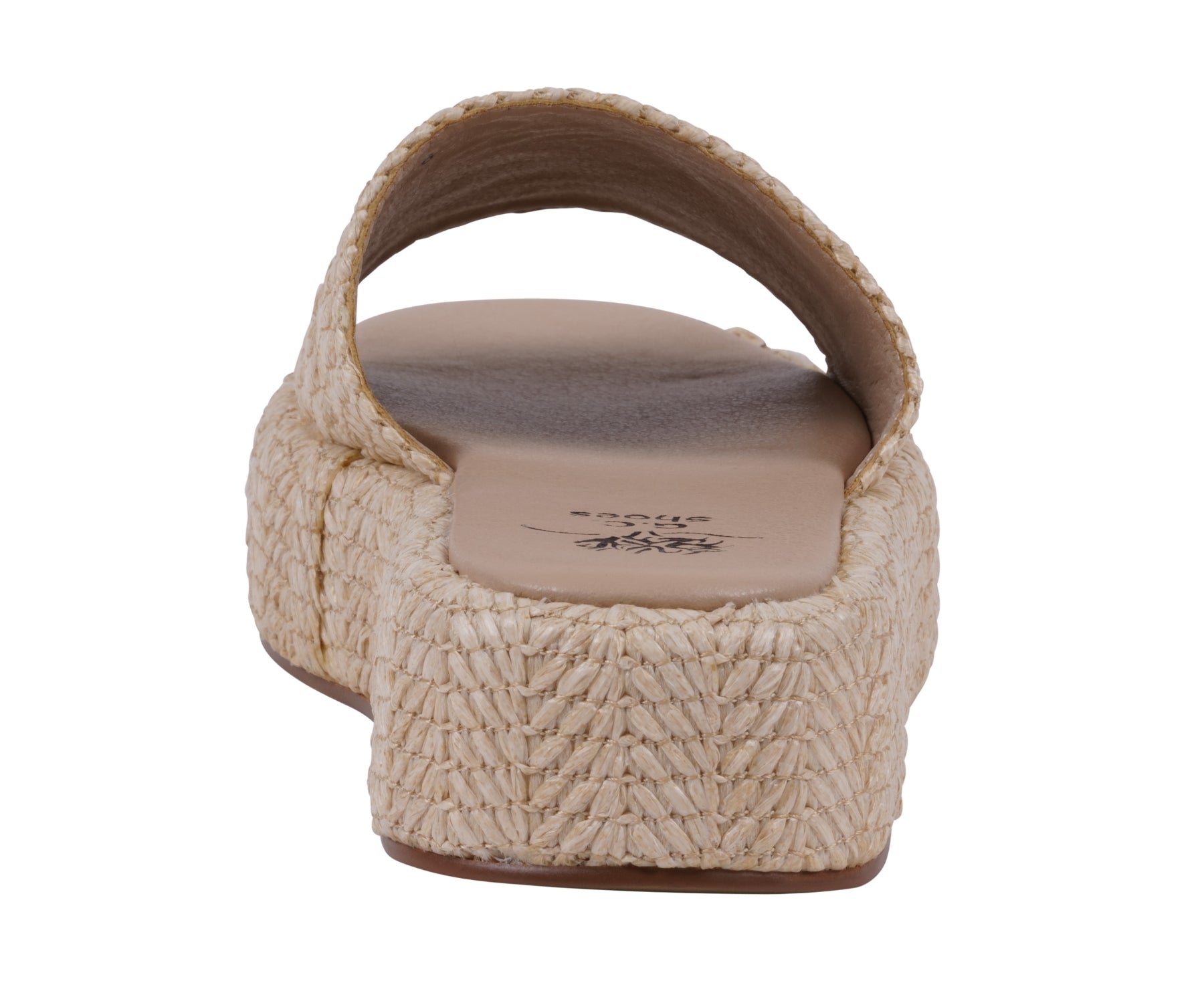 Beige woven sandal on a white background