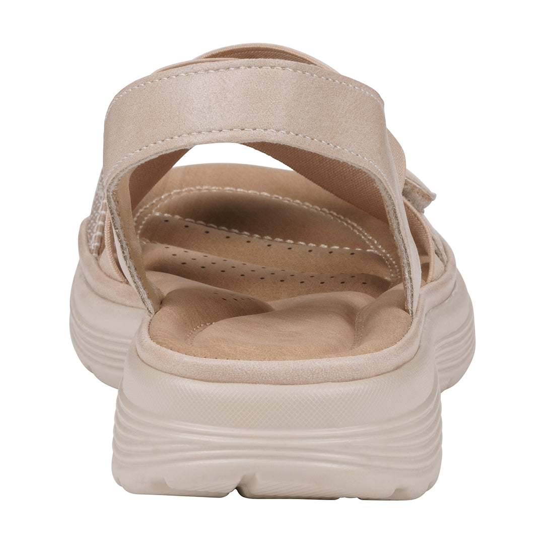 GC Shoes Women's Ariel Nude Elastic Comfort Flat Sandals