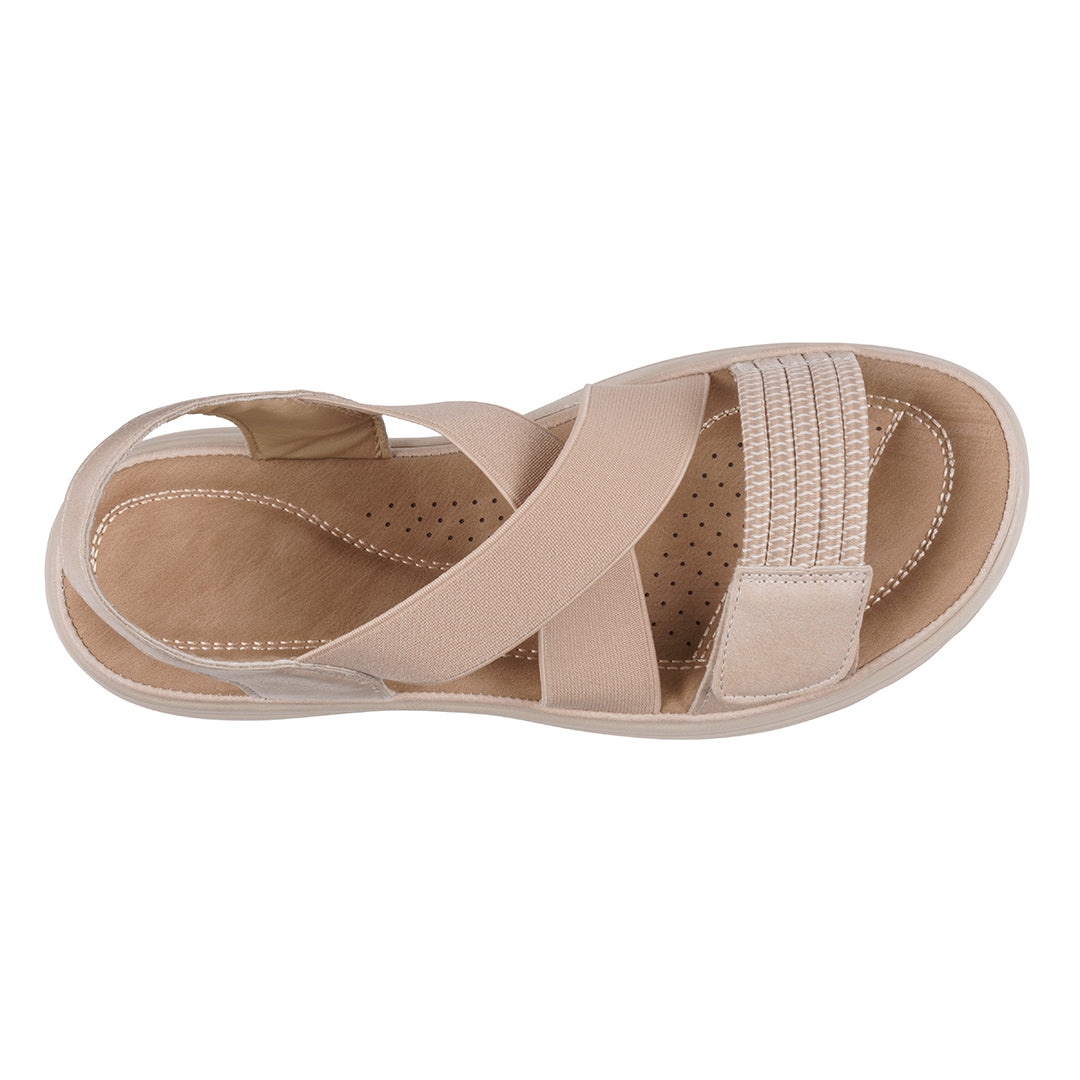 GC Shoes Women's Ariel Nude Elastic Comfort Flat Sandals