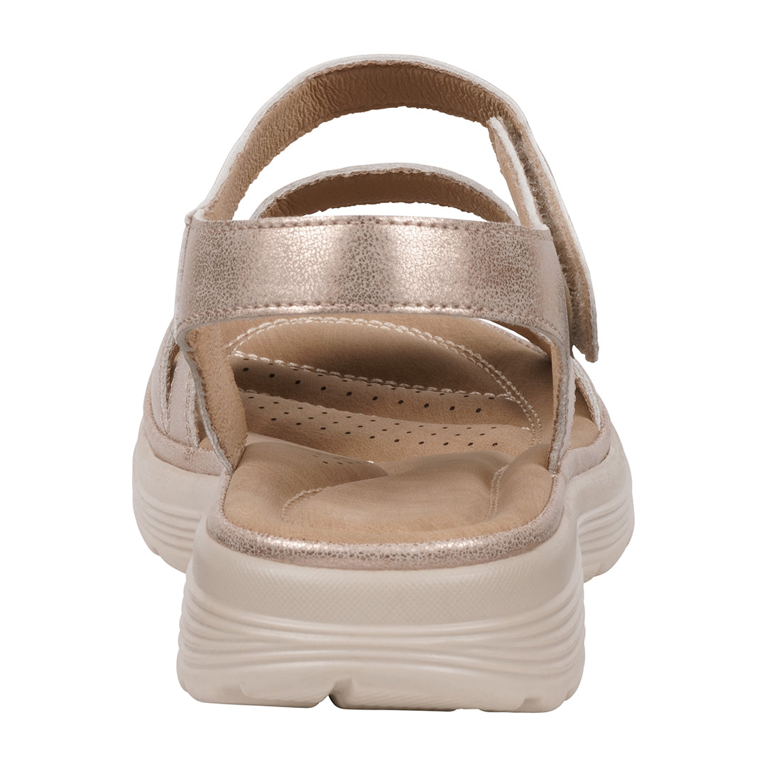 GC Shoes Women's Judy Gold Velcro Comfort Flat Sandals