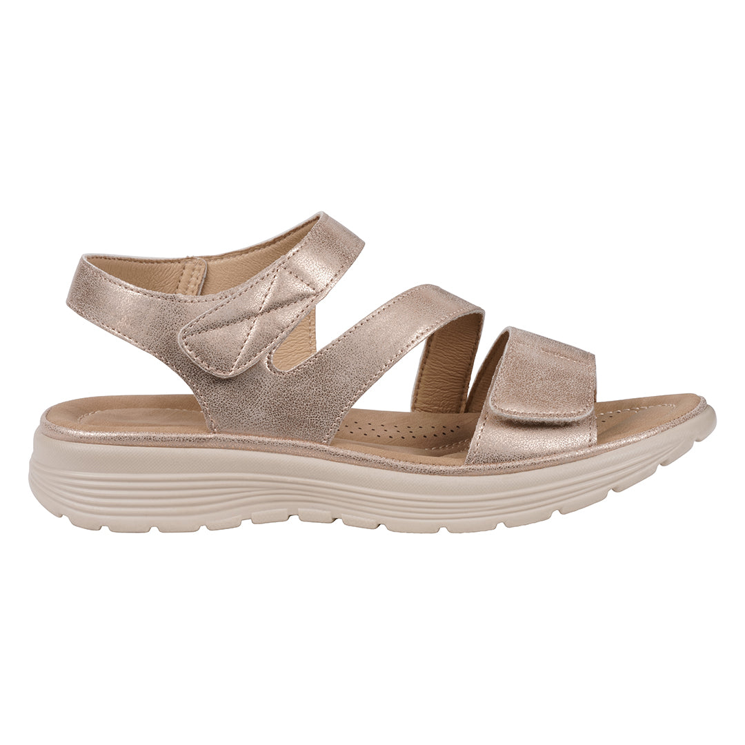 GC Shoes Women's Judy Gold Velcro Comfort Flat Sandals