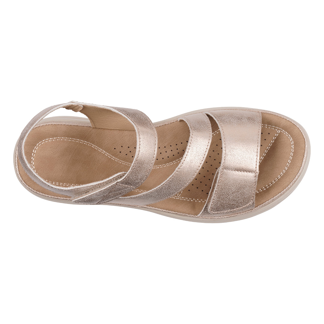 GC Shoes Women's Judy Gold Velcro Comfort Flat Sandals