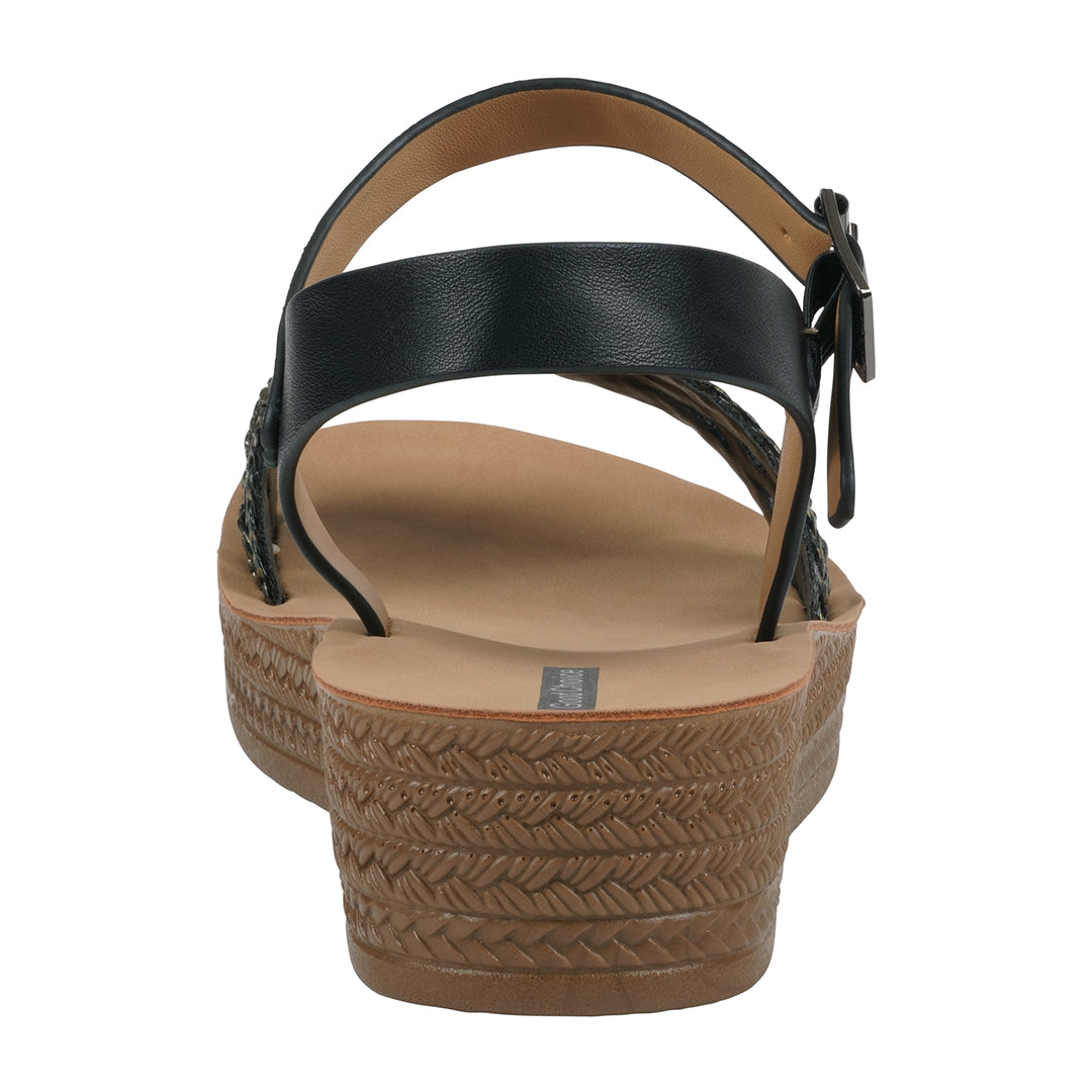 GC Shoes Women's Fay Black Embellished Cross Strap Sandals