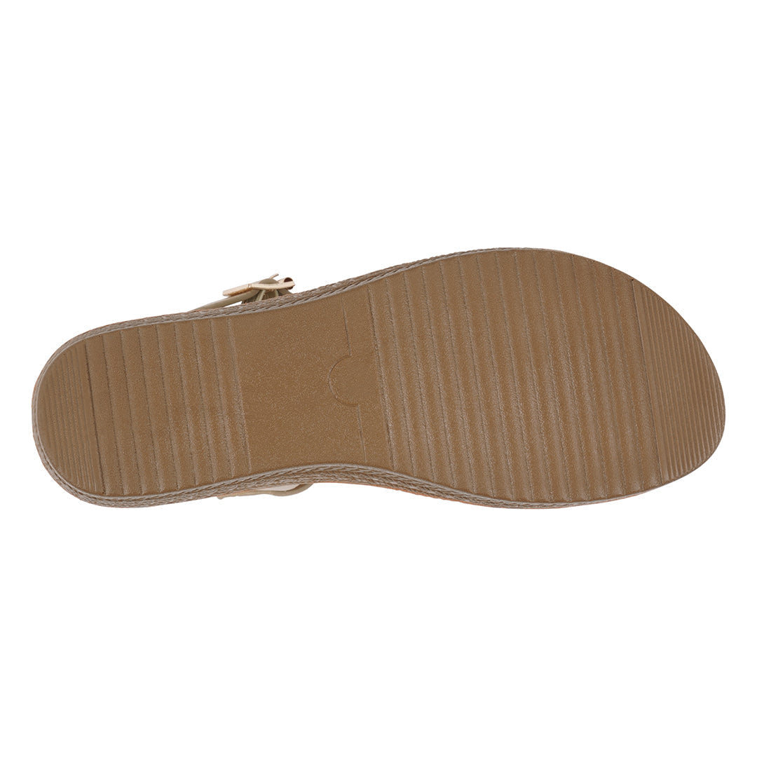 Tan sandal sole on a white background