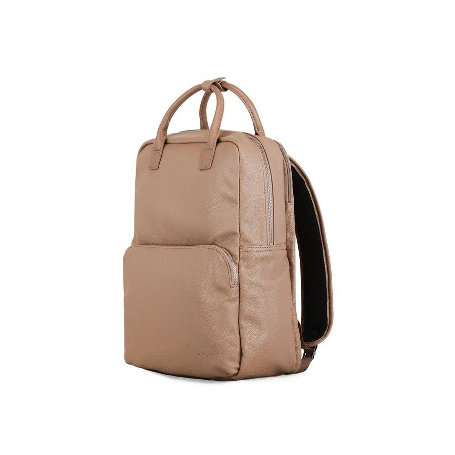 Beige backpack on a white background