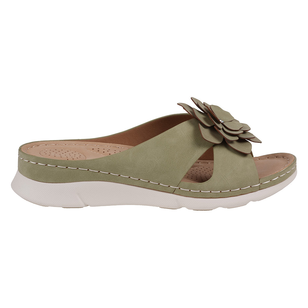 GC Shoes Women's Claire Green Cushioned Footbed Sandals
