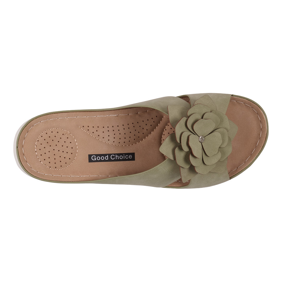 GC Shoes Women's Claire Green Cushioned Footbed Sandals