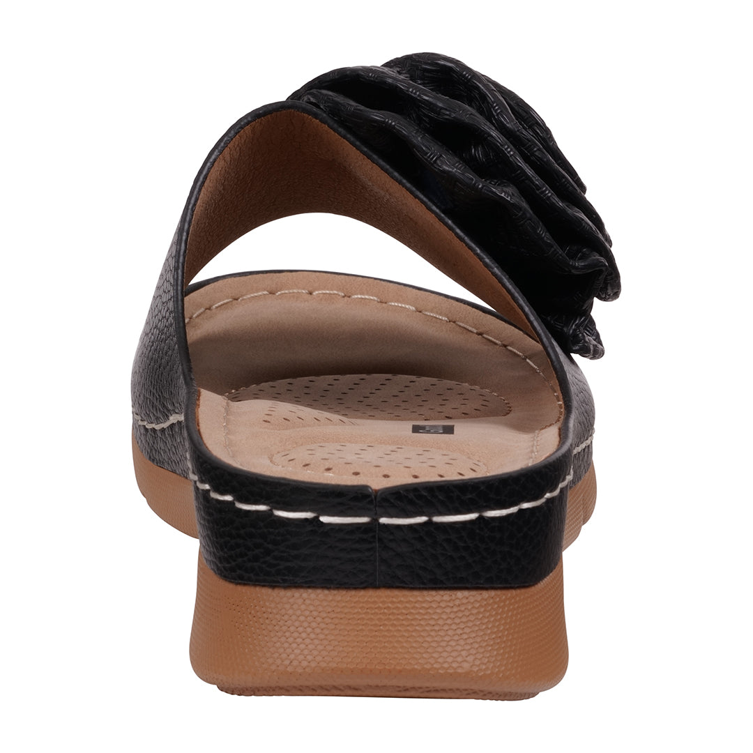 GC Shoes Women's Honey Black Flat Comfort Sandals
