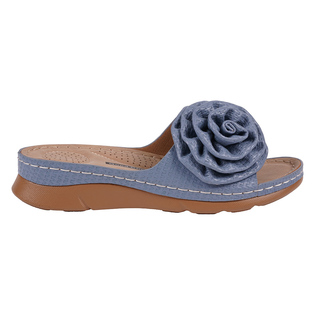 GC Shoes Women's Honey Blue Flat Comfort Sandals