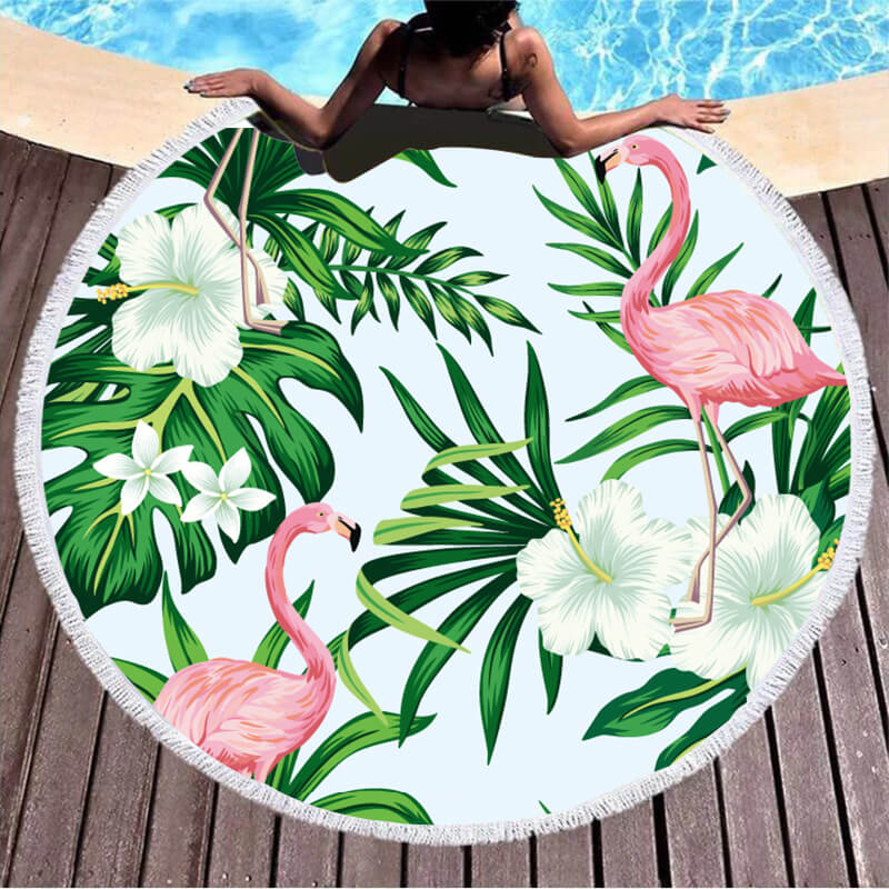 Flamingos Round Printed Beach Towel