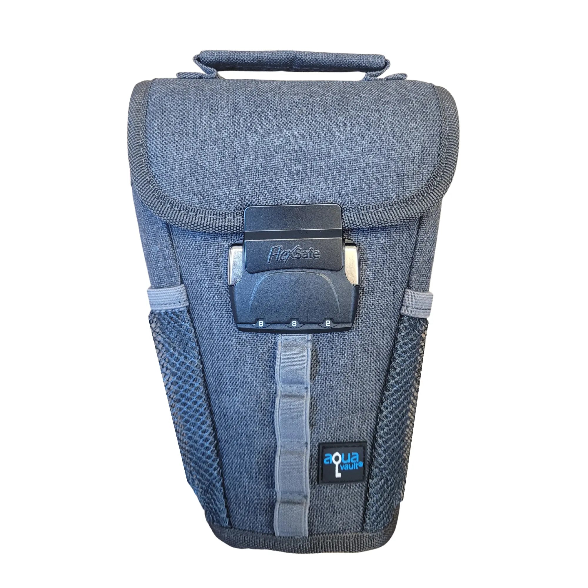 Blue camera bag with visible brand logo on a white background