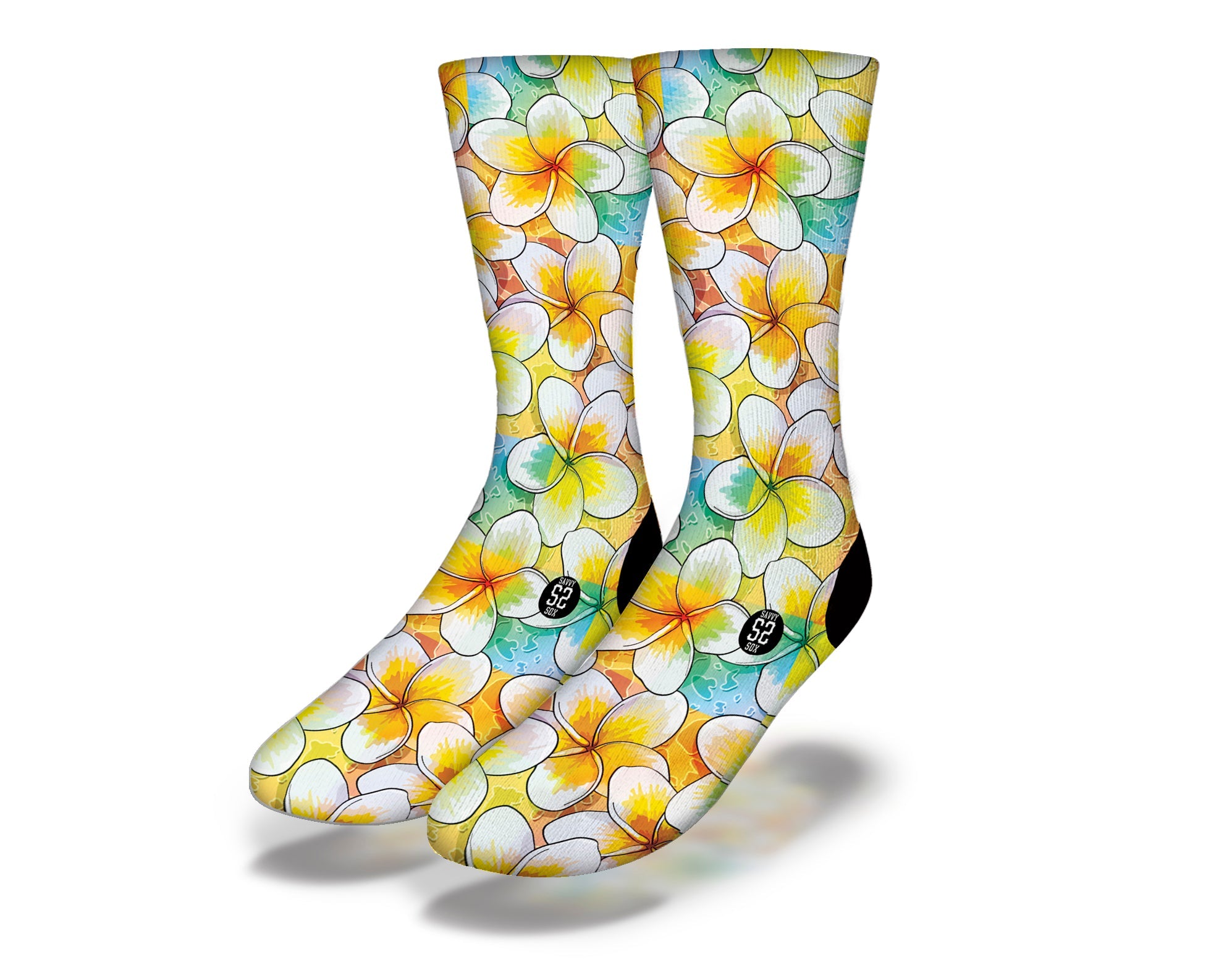 Golden Hawaiian Watercolor Socks