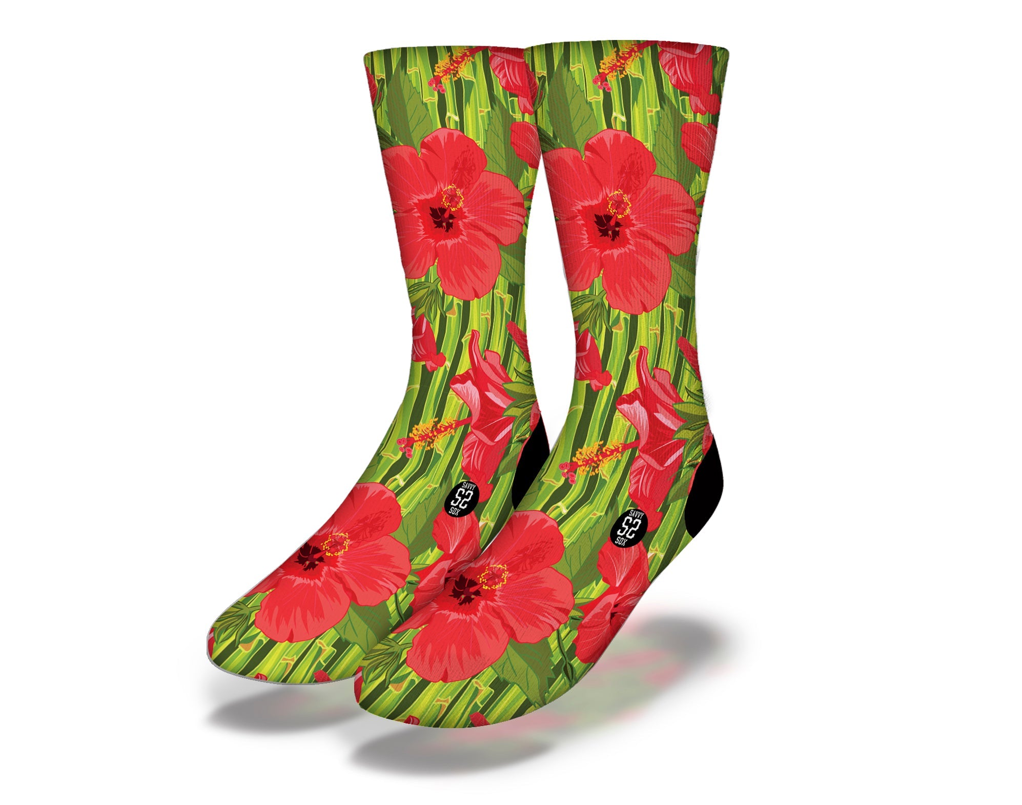 Hawaiian Hibiscus and Bamboo Socks