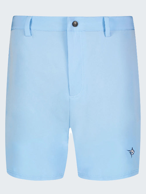 Light blue shorts on a white background