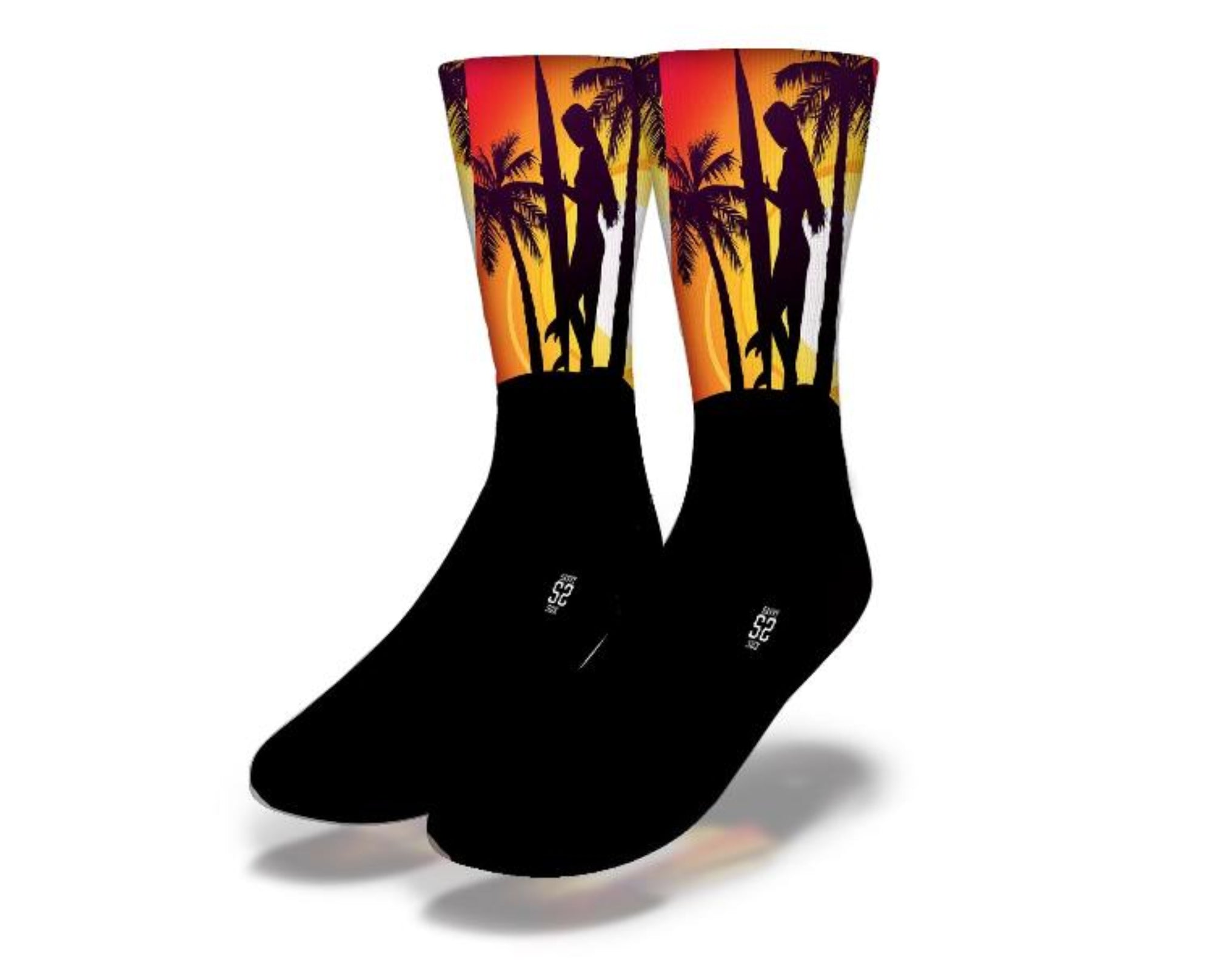 Sunset Surfer Girl Socks