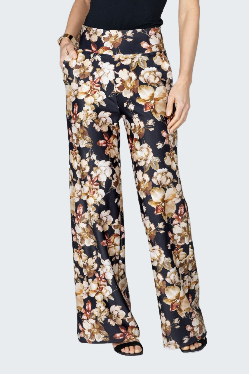 Floral-patterned pants on a white background