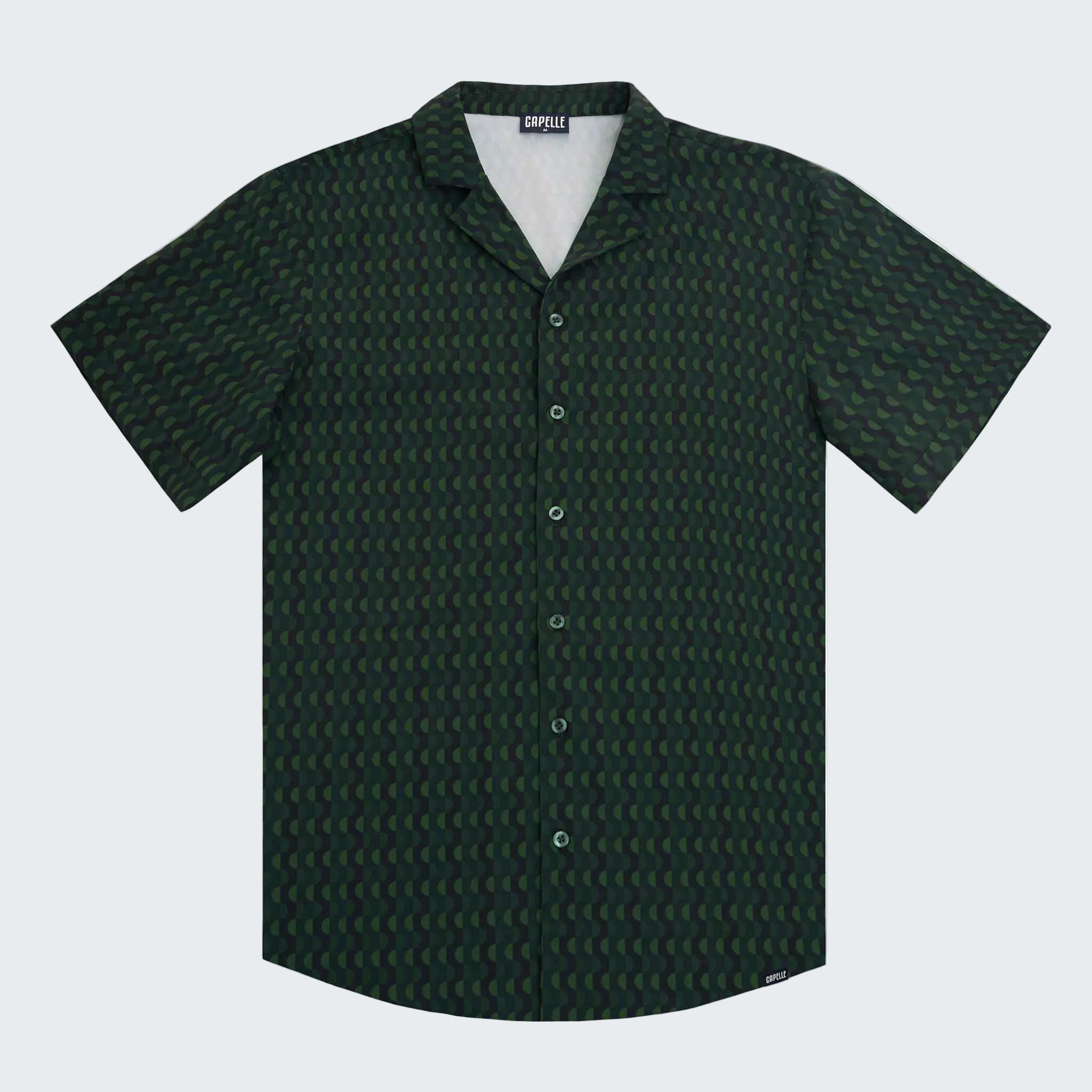 Green patterned shirt on a white background