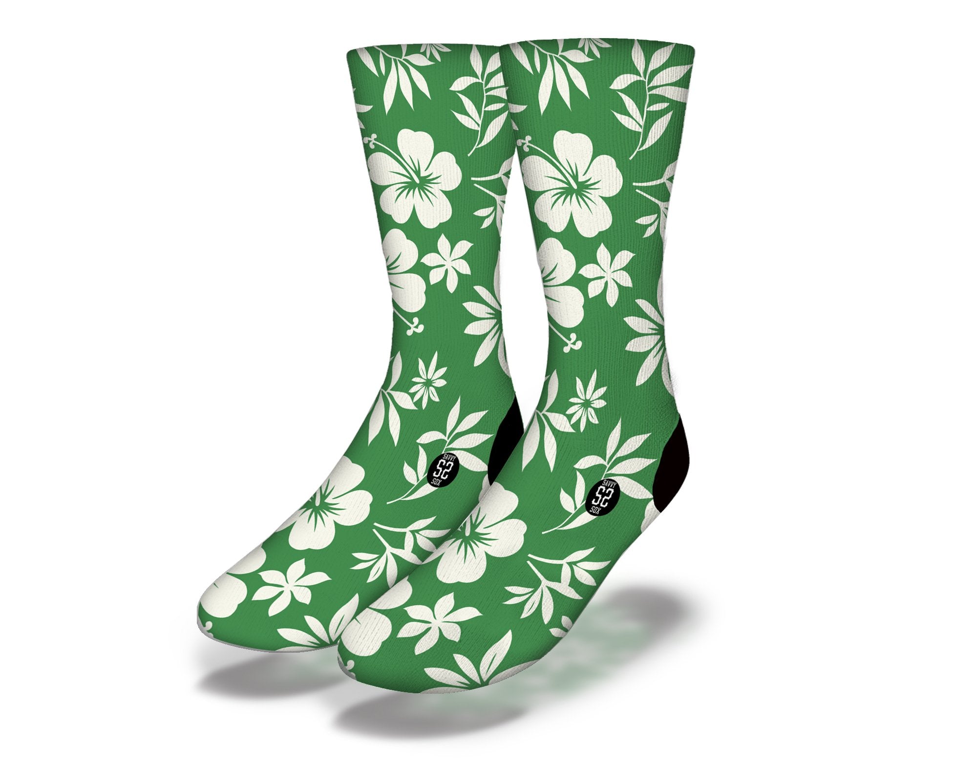 Green Hawaiian Hibiscus Flower Socks