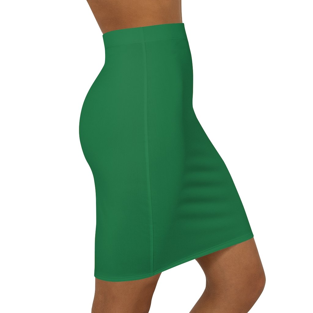 Green Stretch Mini Pencil Skirt