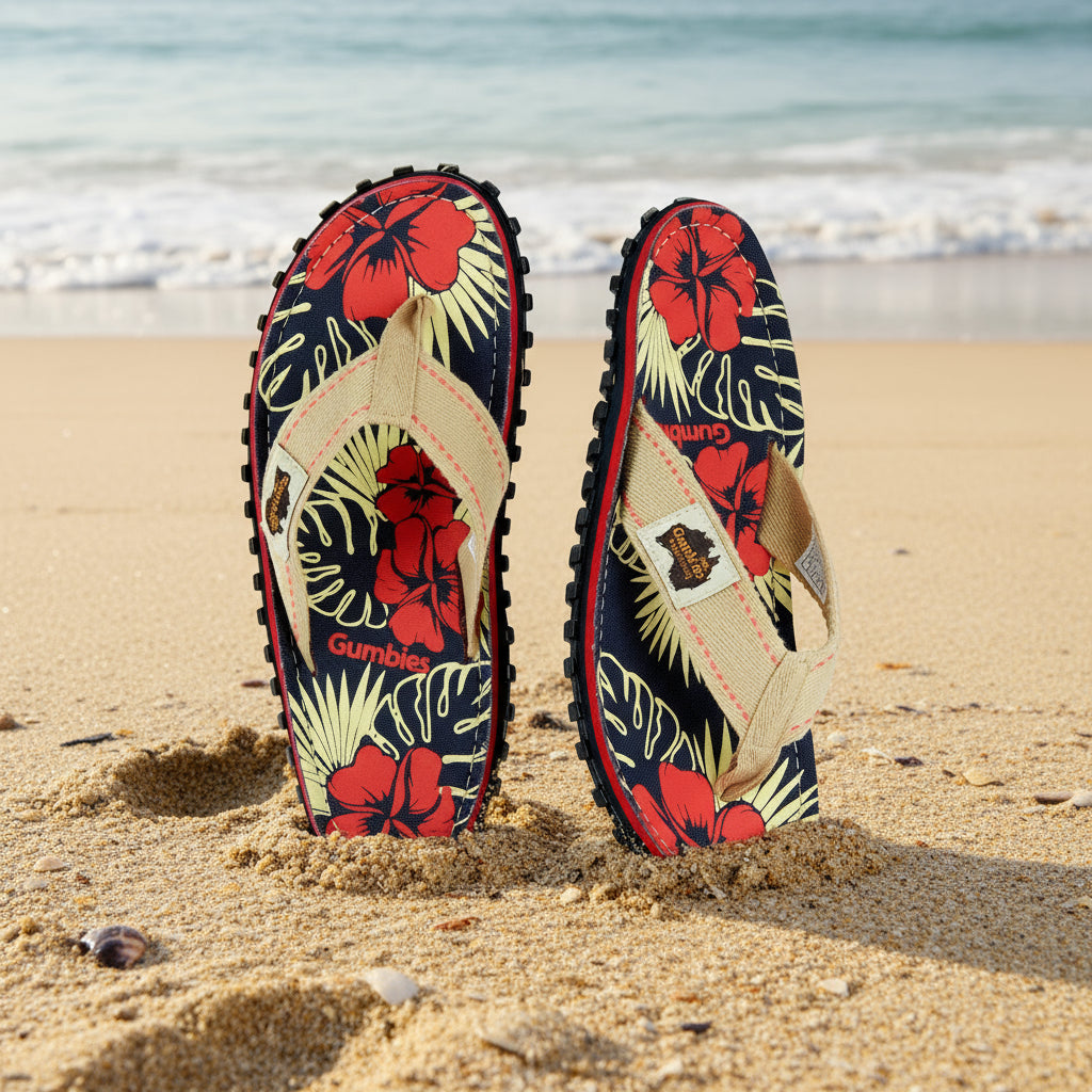 Islander Flip-Flops - Men's - Denim Hibiscus